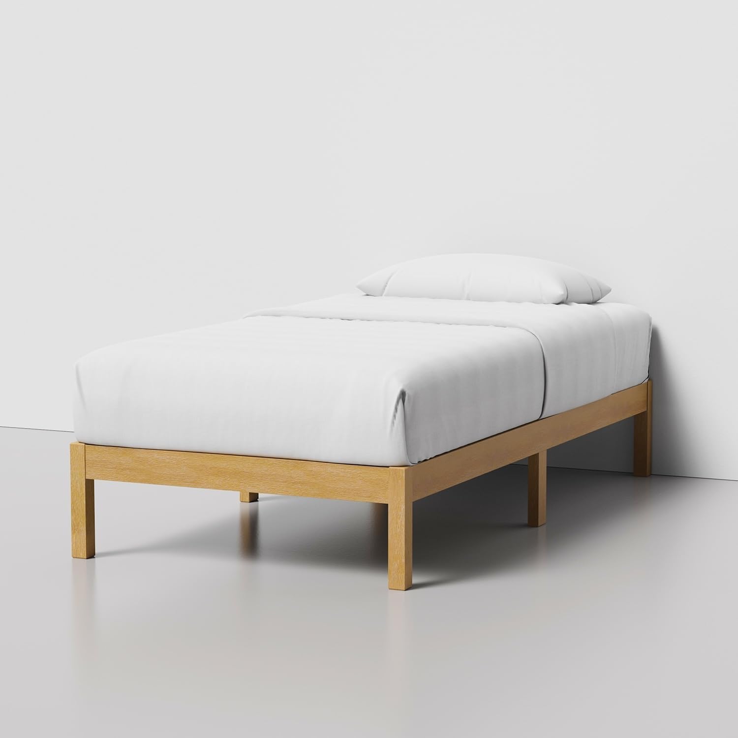 LIFEMENT Classic Wood Platform Bed Frame, Essential, Noise Free, Under Bed Storage, No Box Spring Needed, Easy Assembly (Natural, Twin)