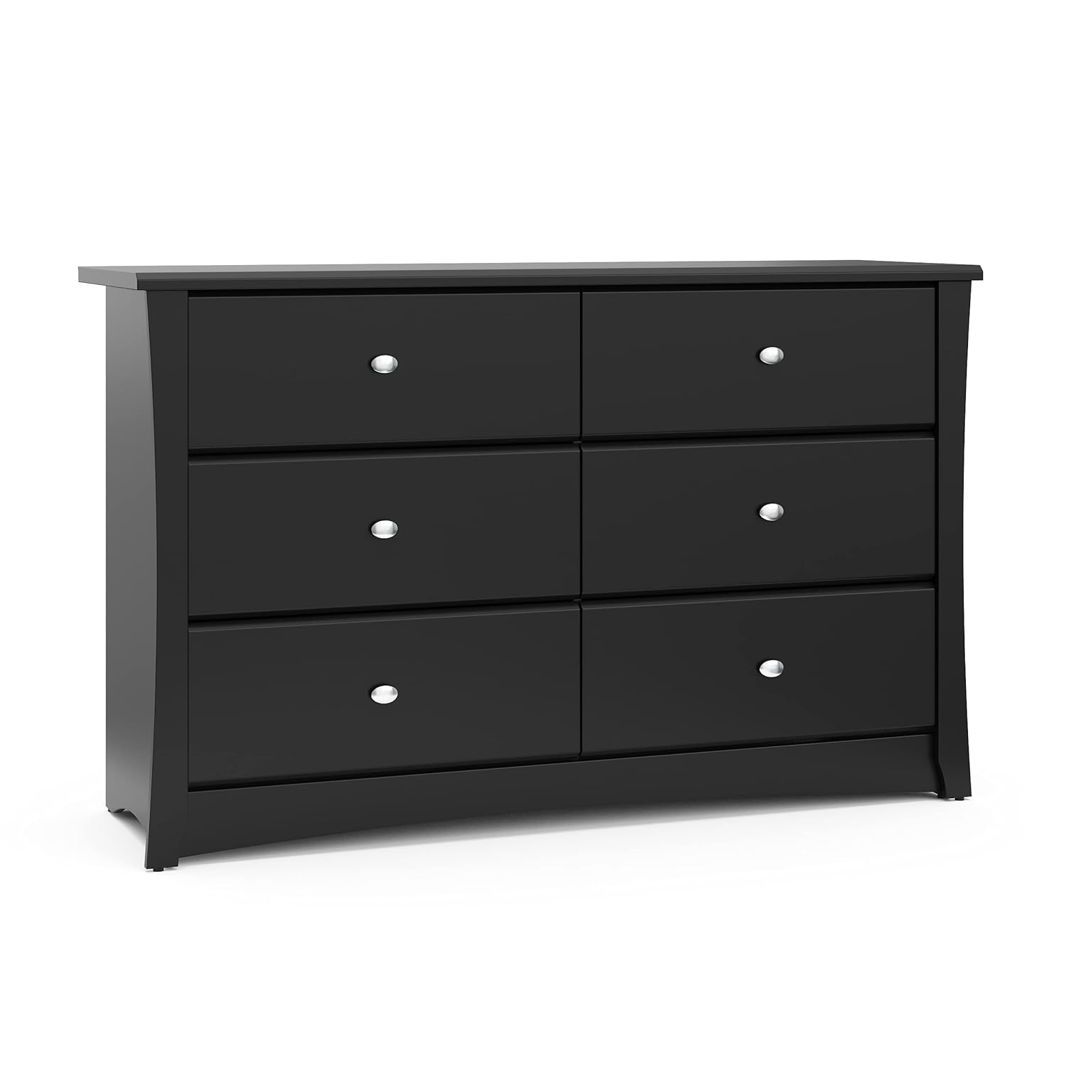 Storkcraft Crescent 6-Drawer Dresser (Pebble Gray) – GREENGUARD Gold Certified, Gray Dresser for Bedroom, Kids & Nursery Storage Chest, Safety Interlocking Drawers, Pre-Installed Tracks, Kids Chest
