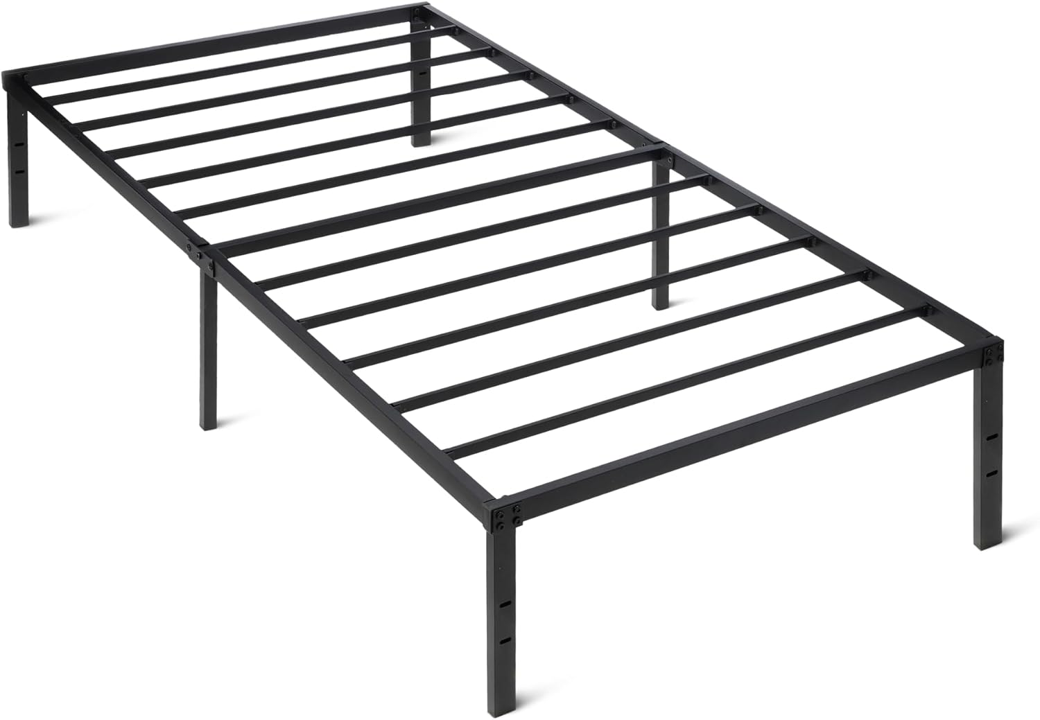 Amazon Basics Bed Frame with Storage, Foldable Metal Platform, Sturdy Steel, No Box Spring Needed, 14-inch High, Tool-Free Setup, Twin Size, Black