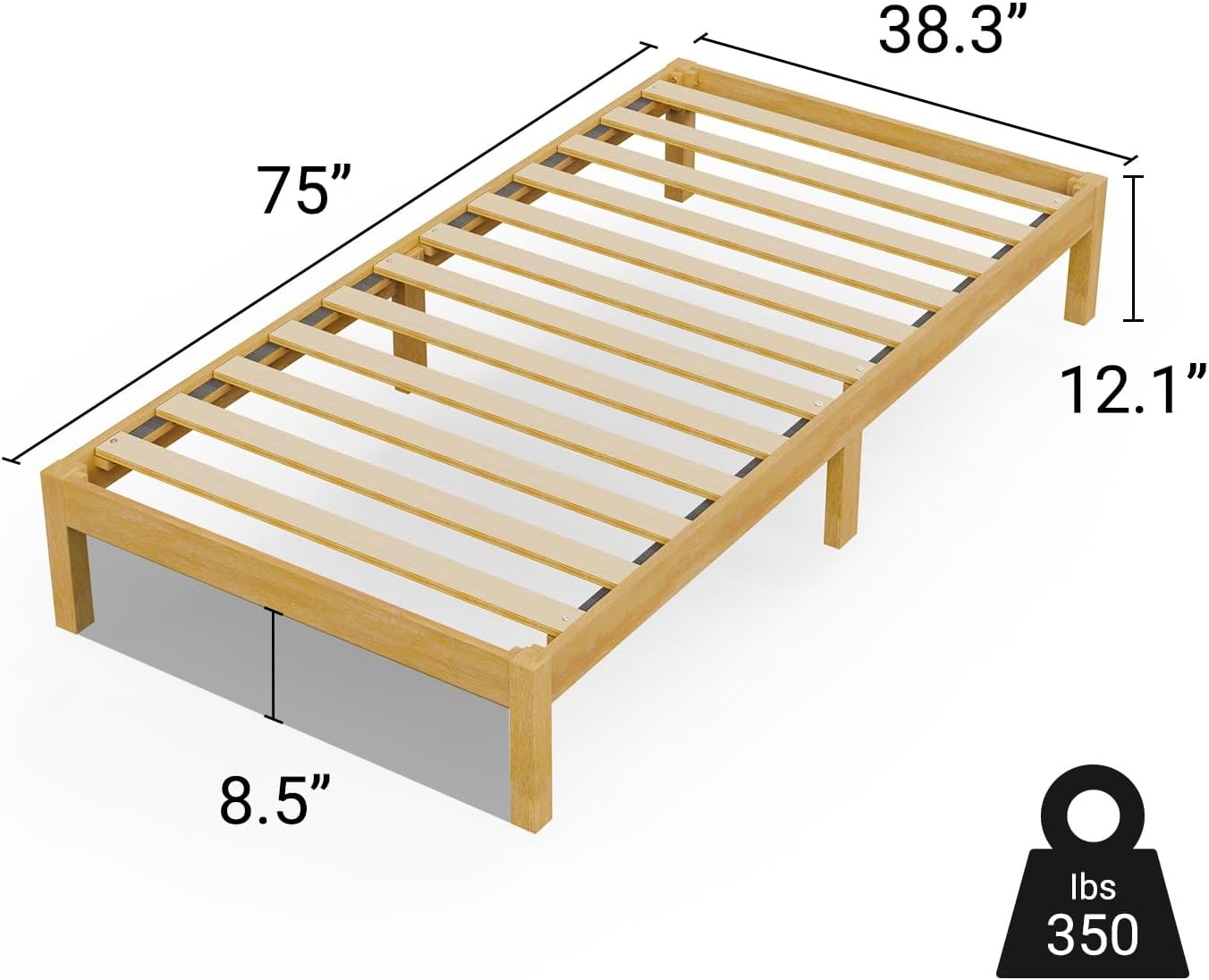 LIFEMENT Classic Wood Platform Bed Frame, Essential, Noise Free, Under Bed Storage, No Box Spring Needed, Easy Assembly (Natural, Twin)