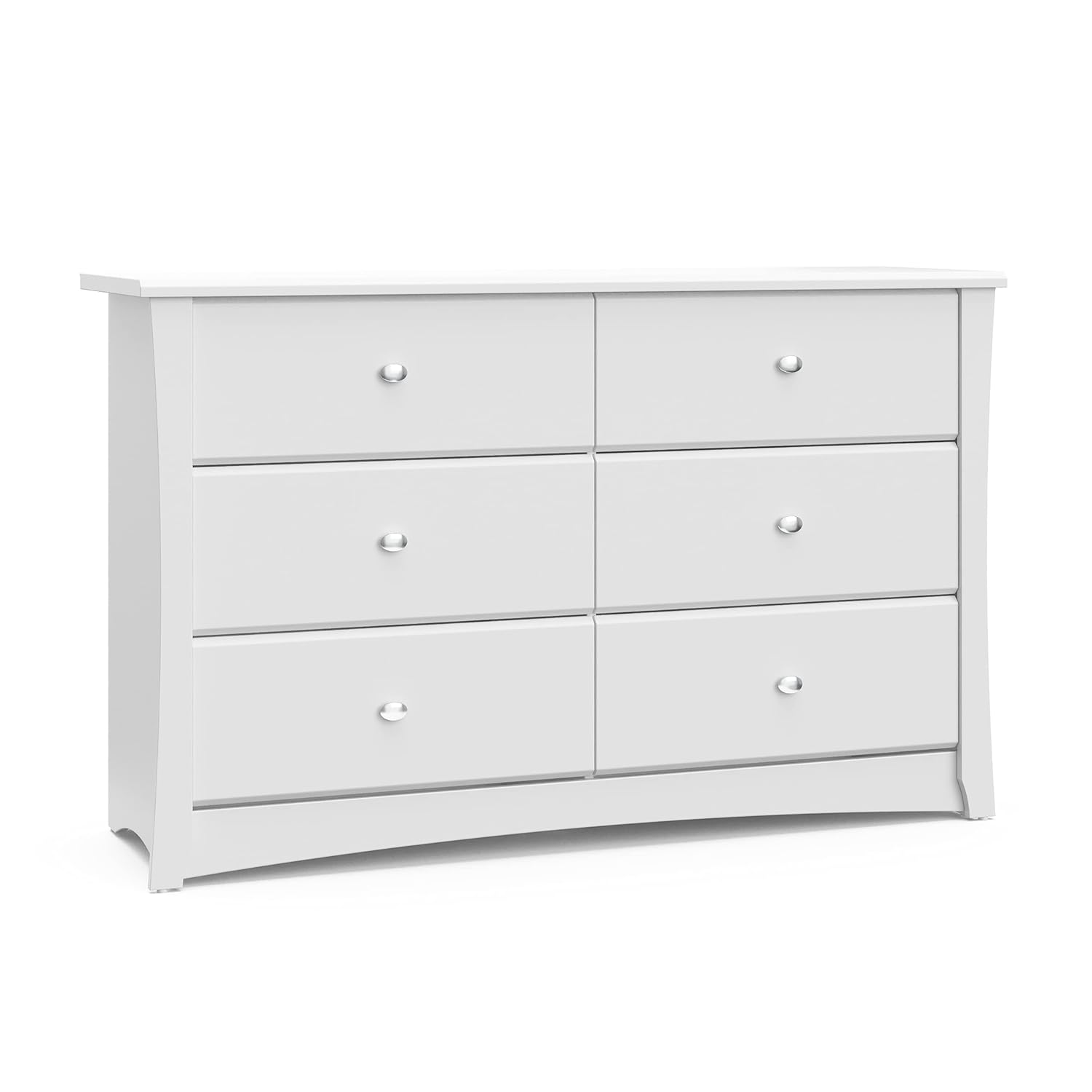 Storkcraft Crescent 6-Drawer Dresser (Pebble Gray) – GREENGUARD Gold Certified, Gray Dresser for Bedroom, Kids & Nursery Storage Chest, Safety Interlocking Drawers, Pre-Installed Tracks, Kids Chest