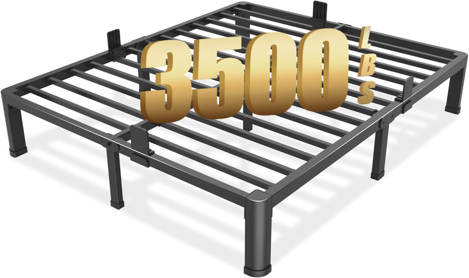 FUIOBYVV Twin Bed Frames with Round Corner Edge Legs, 14 Inch High 3500 lbs Heavy Duty Metal Platform Bed Frame Twin Size, No Box Spring Needed/Non-Slip/Steel Slat Support/Noise Free