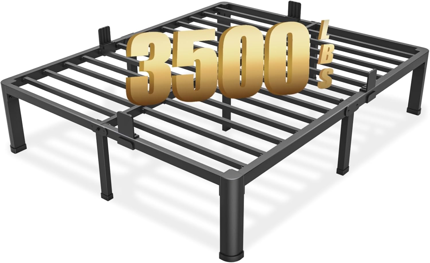 FUIOBYVV Twin Bed Frames with Round Corner Edge Legs, 14 Inch High 3500 lbs Heavy Duty Metal Platform Bed Frame Twin Size, No Box Spring Needed/Non-Slip/Steel Slat Support/Noise Free
