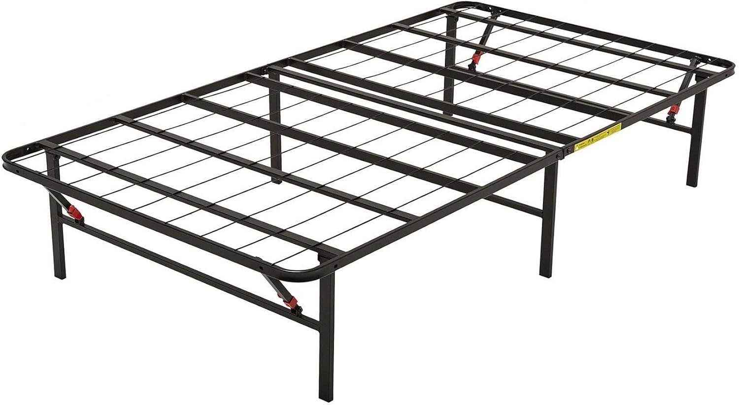 Amazon Basics Bed Frame with Storage, Foldable Metal Platform, Sturdy Steel, No Box Spring Needed, 14-inch High, Tool-Free Setup, Twin Size, Black