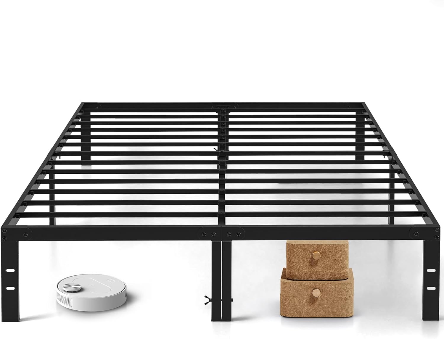 Twin Size Bed Frame, 14 Inch Metal Platform Bed Frames with Heavy Duty Steel Slat Support, No Box Spring Needed, Easy Assembly, Under Bed Storage