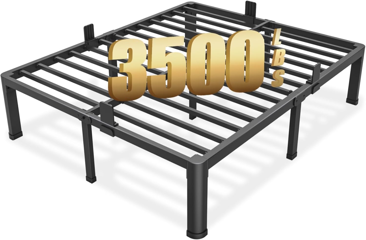 FUIOBYVV Twin Bed Frames with Round Corner Edge Legs, 14 Inch High 3500 lbs Heavy Duty Metal Platform Bed Frame Twin Size, No Box Spring Needed/Non-Slip/Steel Slat Support/Noise Free