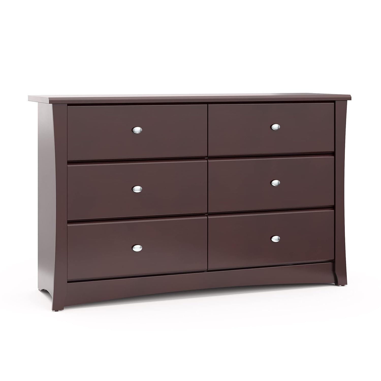 Storkcraft Crescent 6-Drawer Dresser (Pebble Gray) – GREENGUARD Gold Certified, Gray Dresser for Bedroom, Kids & Nursery Storage Chest, Safety Interlocking Drawers, Pre-Installed Tracks, Kids Chest