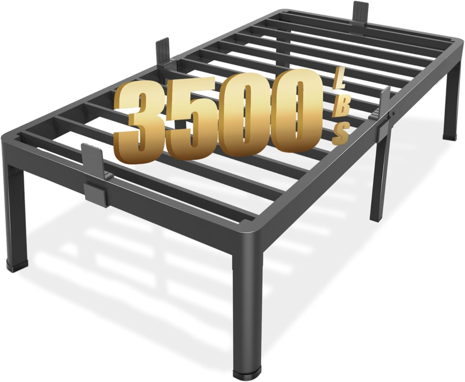 FUIOBYVV Twin Bed Frames with Round Corner Edge Legs, 14 Inch High 3500 lbs Heavy Duty Metal Platform Bed Frame Twin Size, No Box Spring Needed/Non-Slip/Steel Slat Support/Noise Free