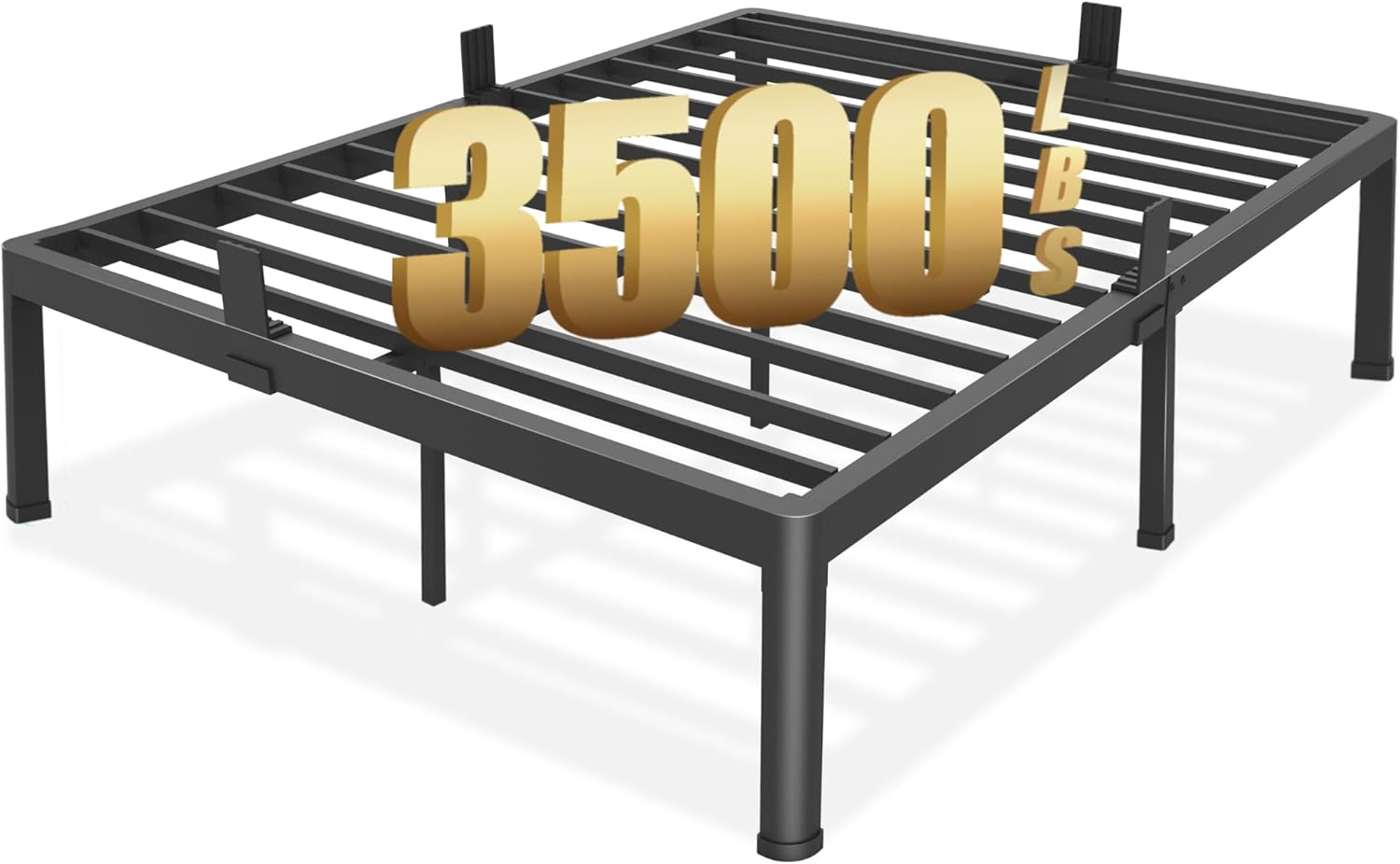 FUIOBYVV Twin Bed Frames with Round Corner Edge Legs, 14 Inch High 3500 lbs Heavy Duty Metal Platform Bed Frame Twin Size, No Box Spring Needed/Non-Slip/Steel Slat Support/Noise Free
