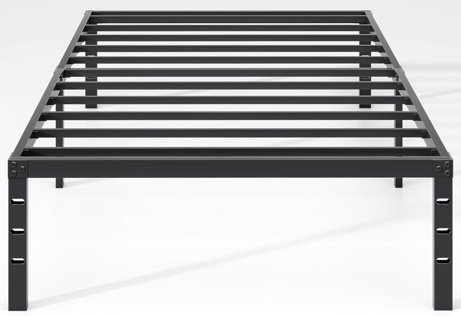 Metal Bed Frame,Twin Size Bed Frame with Storage Space,Heavy Duty Sturdy Mattress Foundation,Easy Assembly,No Box Spring Needed, Black,14 Inch,Twin