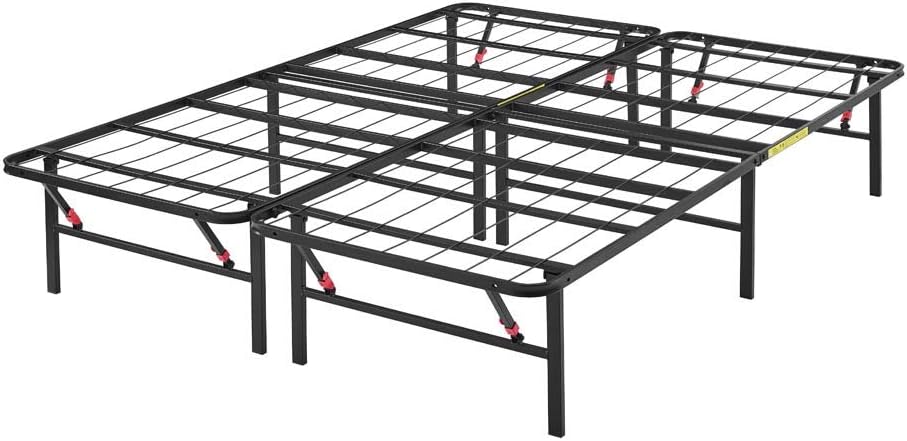 Amazon Basics Bed Frame with Storage, Foldable Metal Platform, Sturdy Steel, No Box Spring Needed, 14-inch High, Tool-Free Setup, Twin Size, Black