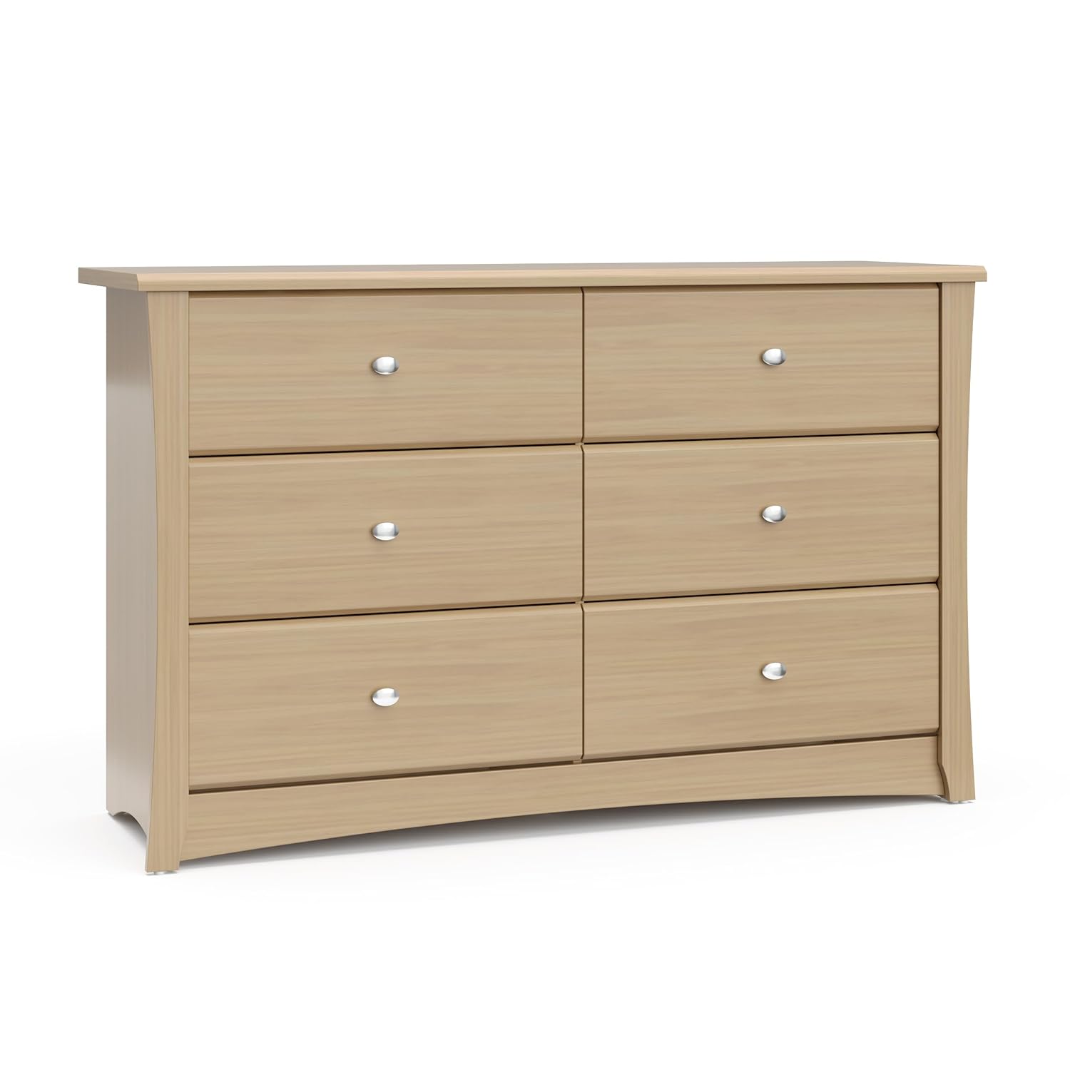Storkcraft Crescent 6-Drawer Dresser (Pebble Gray) – GREENGUARD Gold Certified, Gray Dresser for Bedroom, Kids & Nursery Storage Chest, Safety Interlocking Drawers, Pre-Installed Tracks, Kids Chest