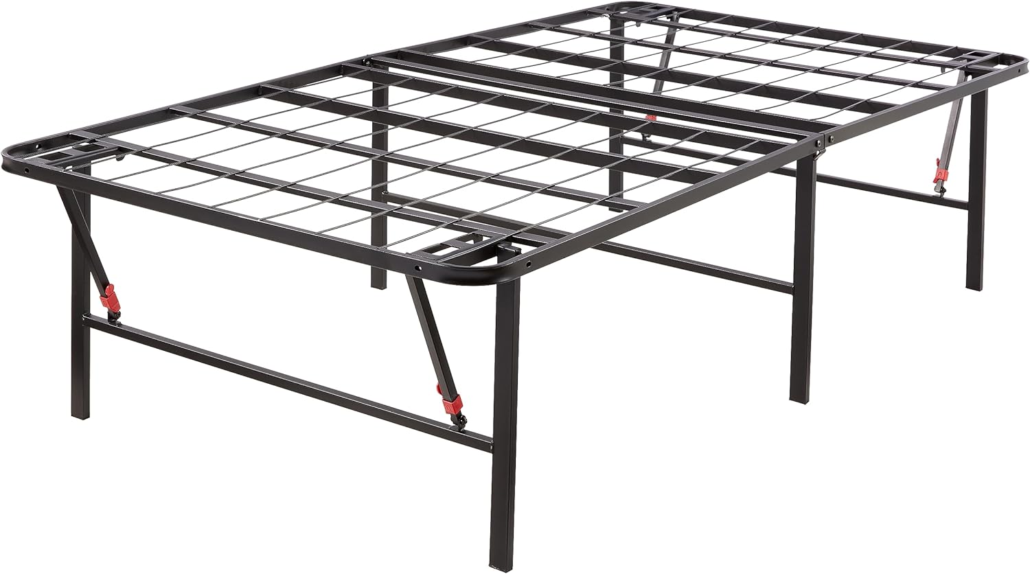 Amazon Basics Bed Frame with Storage, Foldable Metal Platform, Sturdy Steel, No Box Spring Needed, 14-inch High, Tool-Free Setup, Twin Size, Black