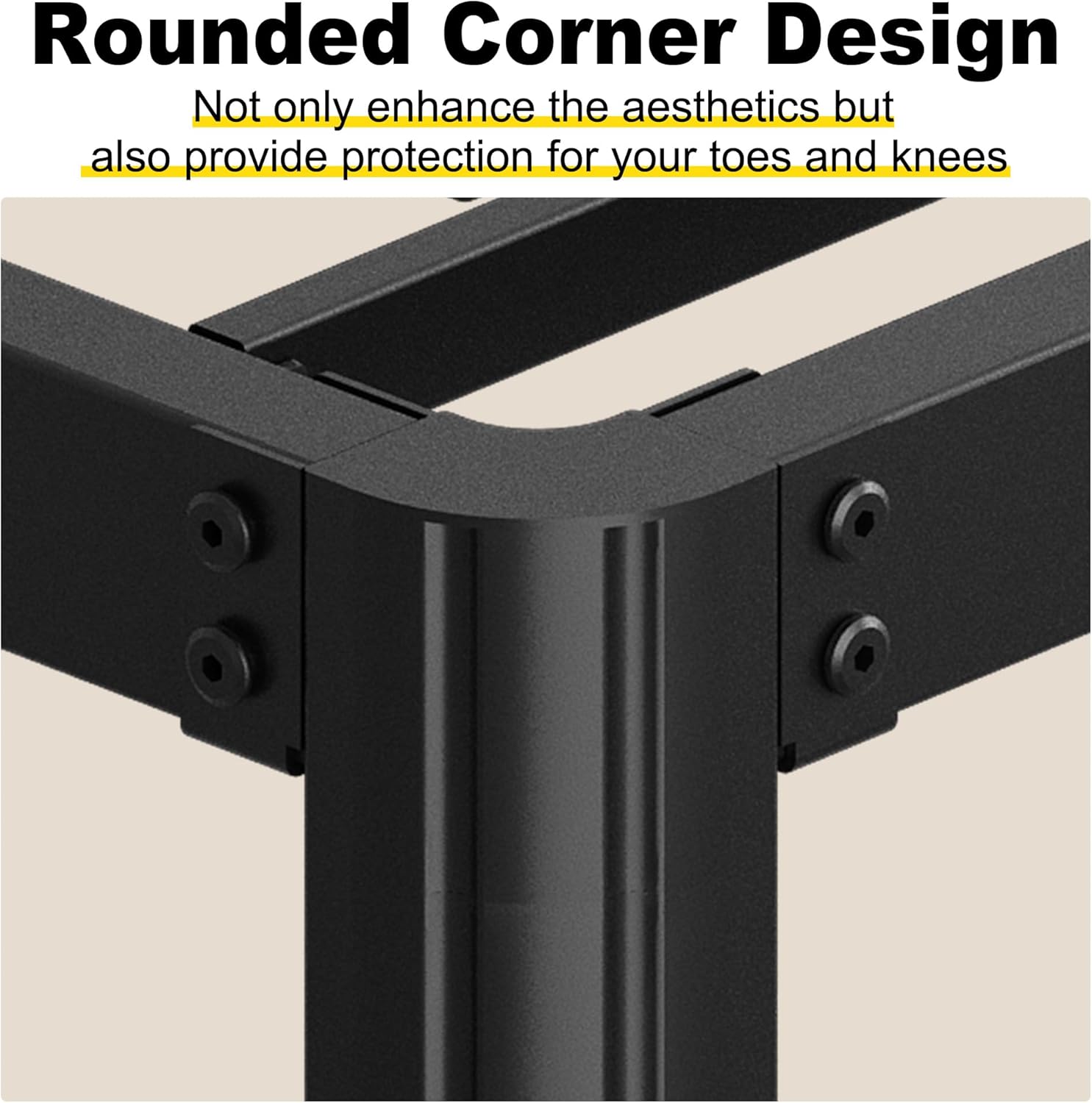 9 Inch Twin Bed Frames with Rounded Corner Legs, Heavy Duty Metal Twin Size Platform Bed Frame No Box Spring Needed, Easy Assembly, Noise Free, Black