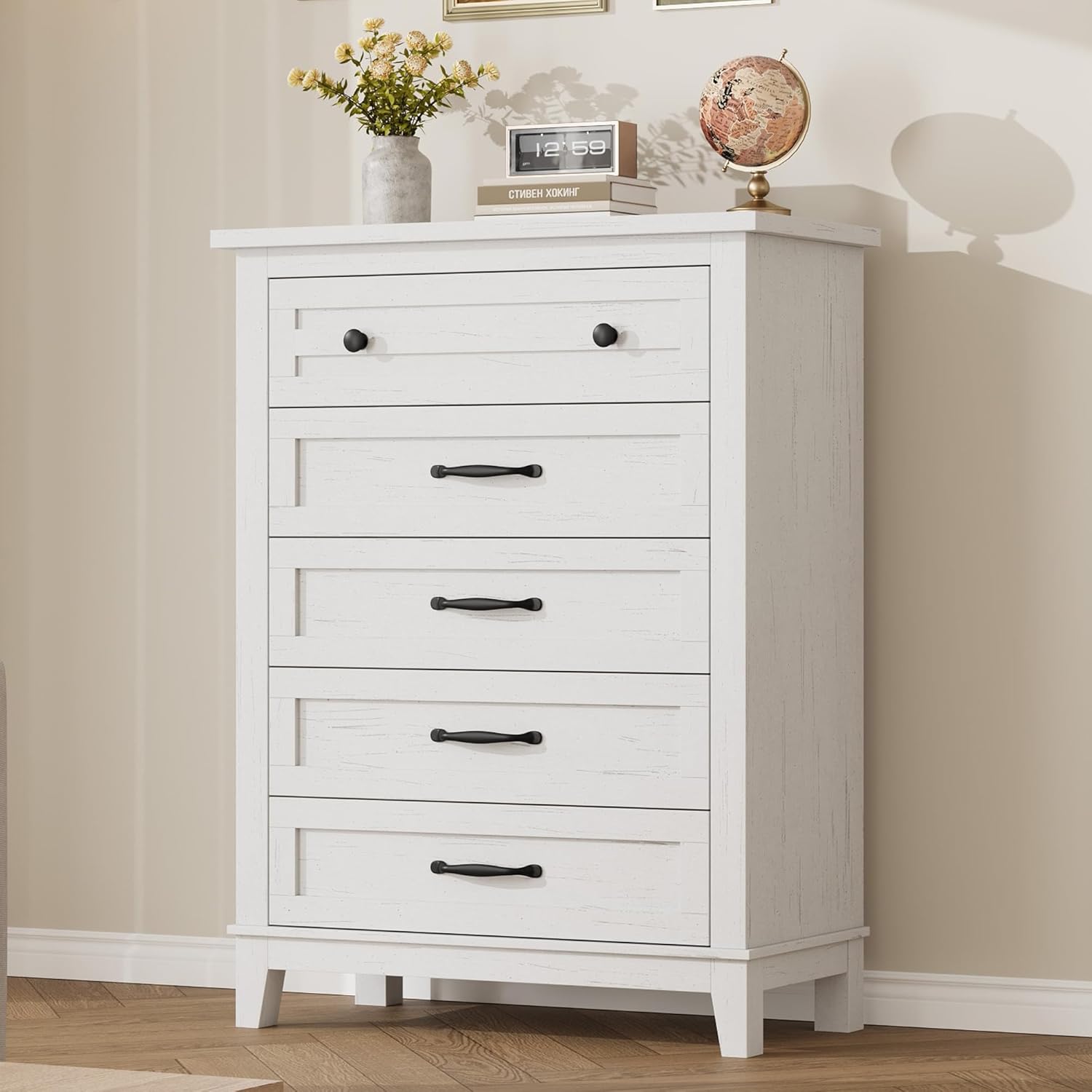 GarveeHome 6 Dresser for Bedroom, 47 in Wide Drawer Dresser with Storage Freestanding, Wooden Closet Storage Chest for Living Room, Bedroom, Entryway, Ash Grey