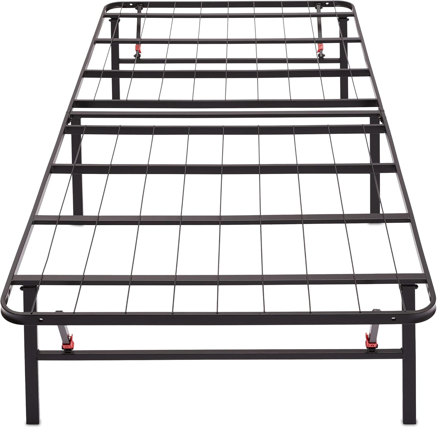 Amazon Basics Bed Frame with Storage, Foldable Metal Platform, Sturdy Steel, No Box Spring Needed, 14-inch High, Tool-Free Setup, Twin Size, Black