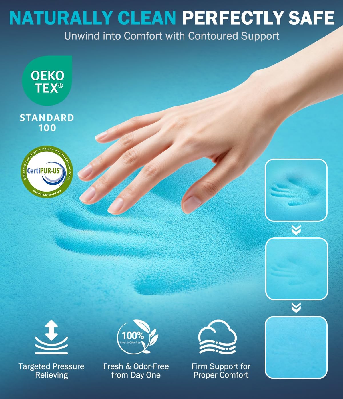 Dual Layer 4 Inch Memory Foam Mattress Topper King Size, 2" Cooling Gel Memory Foam & 2" Pillow Top, Mattress Pad Cover for Back Pain Relief, CertiPUR-US Certified, Deep Pocket Fits 21", White