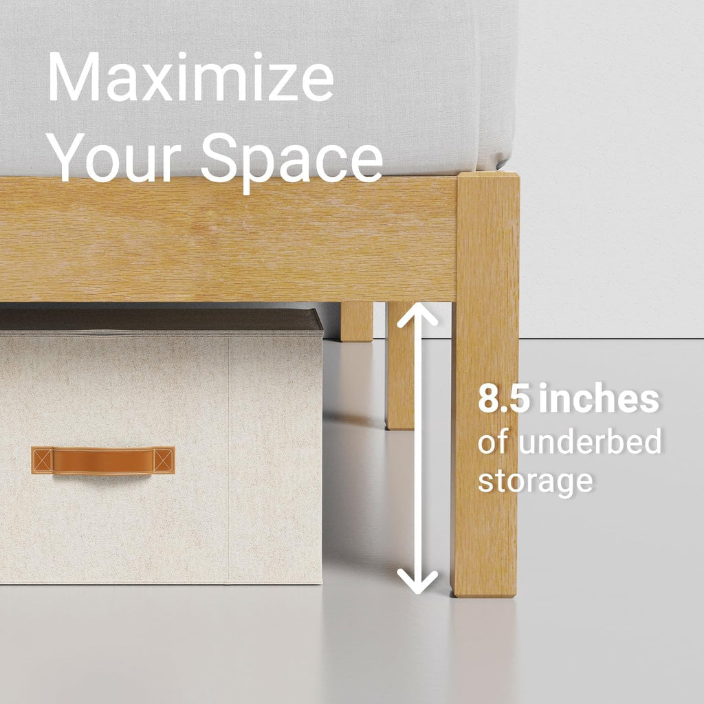 LIFEMENT Classic Wood Platform Bed Frame, Essential, Noise Free, Under Bed Storage, No Box Spring Needed, Easy Assembly (Natural, Twin)