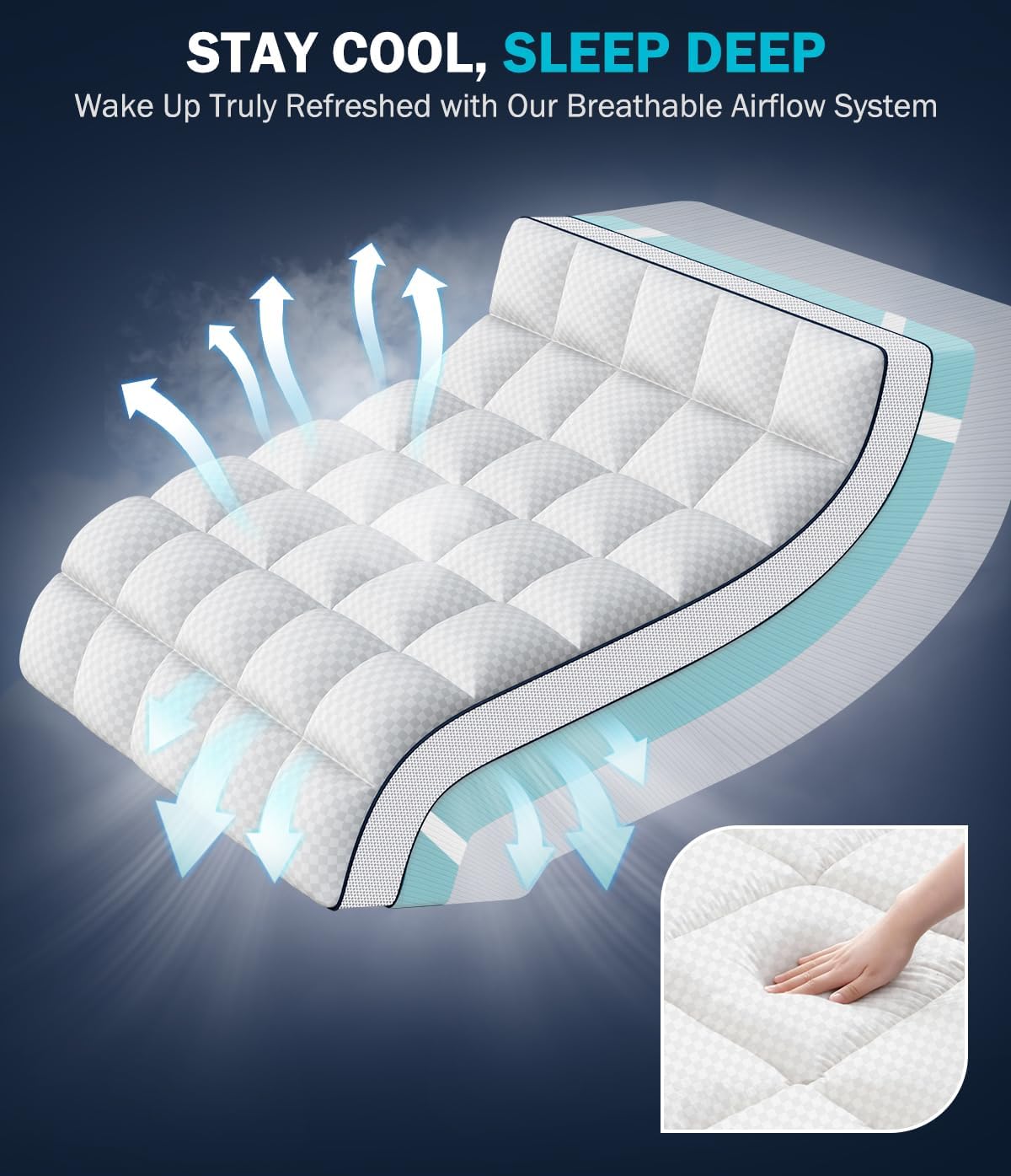 Dual Layer 4 Inch Memory Foam Mattress Topper King Size, 2" Cooling Gel Memory Foam & 2" Pillow Top, Mattress Pad Cover for Back Pain Relief, CertiPUR-US Certified, Deep Pocket Fits 21", White