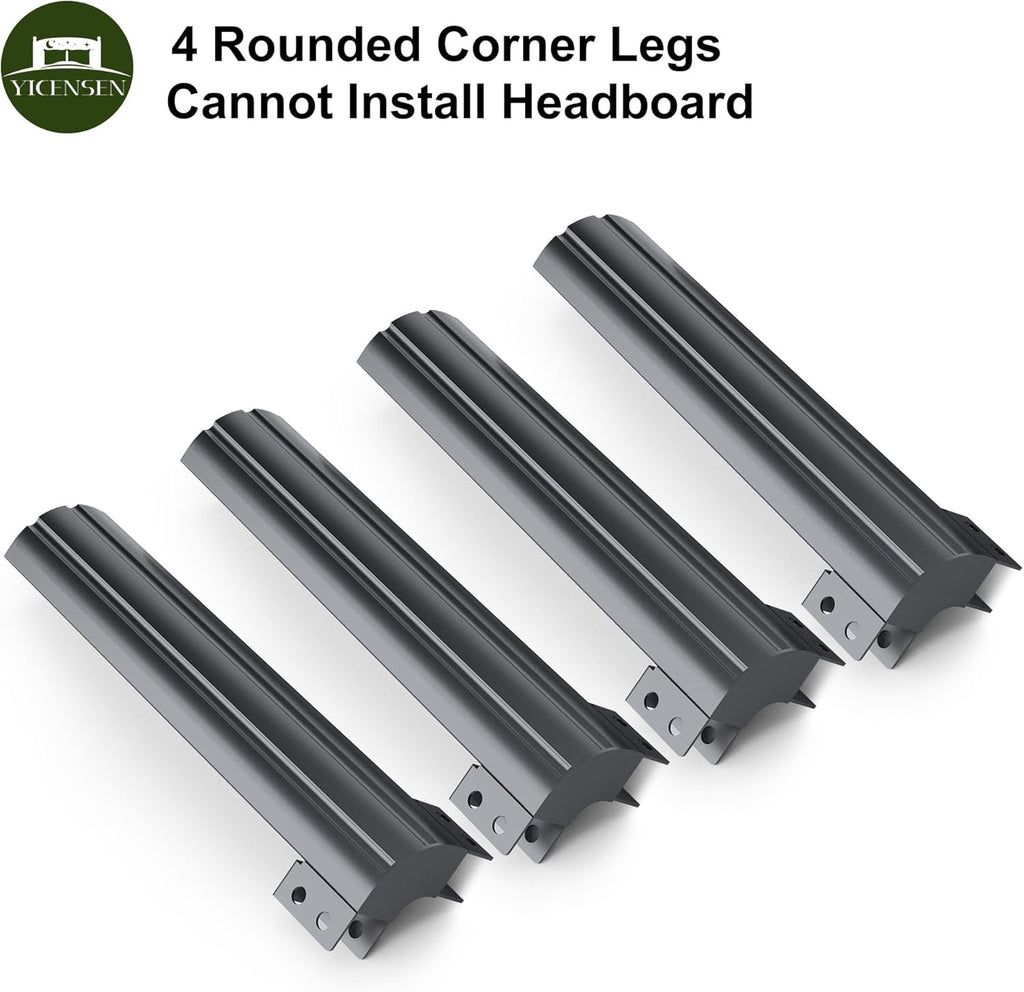 9 Inch Twin Bed Frames with Rounded Corner Legs, Heavy Duty Metal Twin Size Platform Bed Frame No Box Spring Needed, Easy Assembly, Noise Free, Black