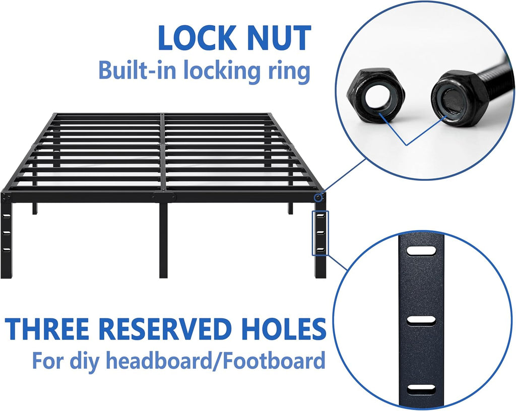 Metal Bed Frame,Twin Size Bed Frame with Storage Space,Heavy Duty Sturdy Mattress Foundation,Easy Assembly,No Box Spring Needed, Black,14 Inch,Twin