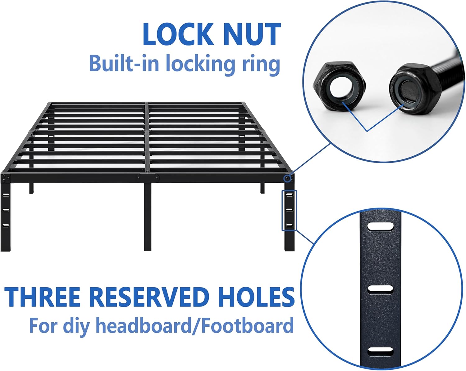 Metal Bed Frame,Twin Size Bed Frame with Storage Space,Heavy Duty Sturdy Mattress Foundation,Easy Assembly,No Box Spring Needed, Black,14 Inch,Twin