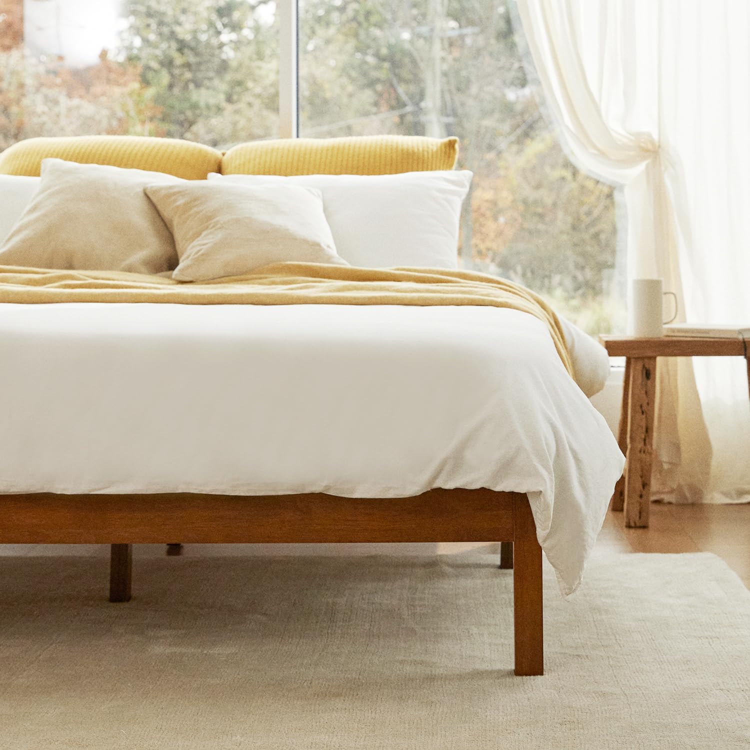 LIFEMENT Classic Wood Platform Bed Frame, Essential, Noise Free, Under Bed Storage, No Box Spring Needed, Easy Assembly (Natural, Twin)