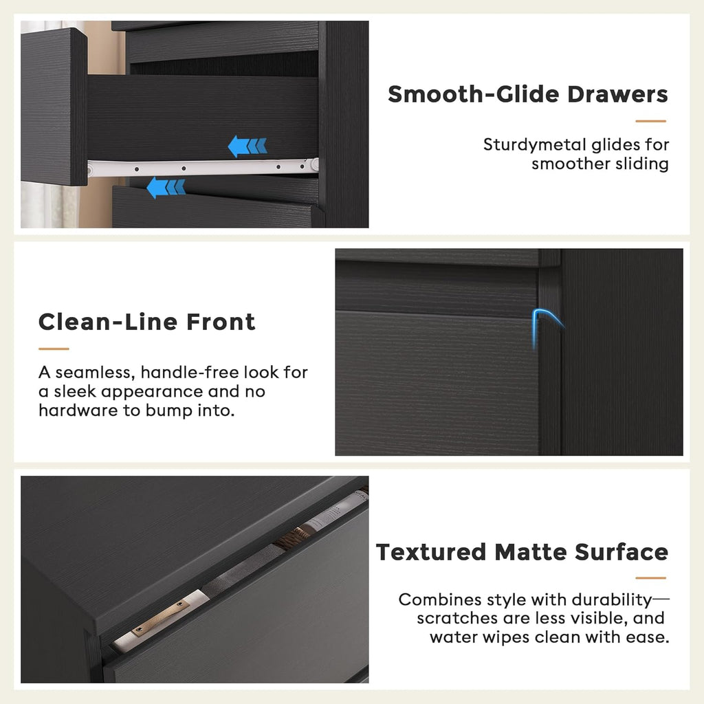 4 Drawer Dresser for Bedroom, Black Dresser Chest of Drawers - Large Wood Dressers TV Stand with Deep Drawers Dressers for Living Room, Hallway, Entryway - Black