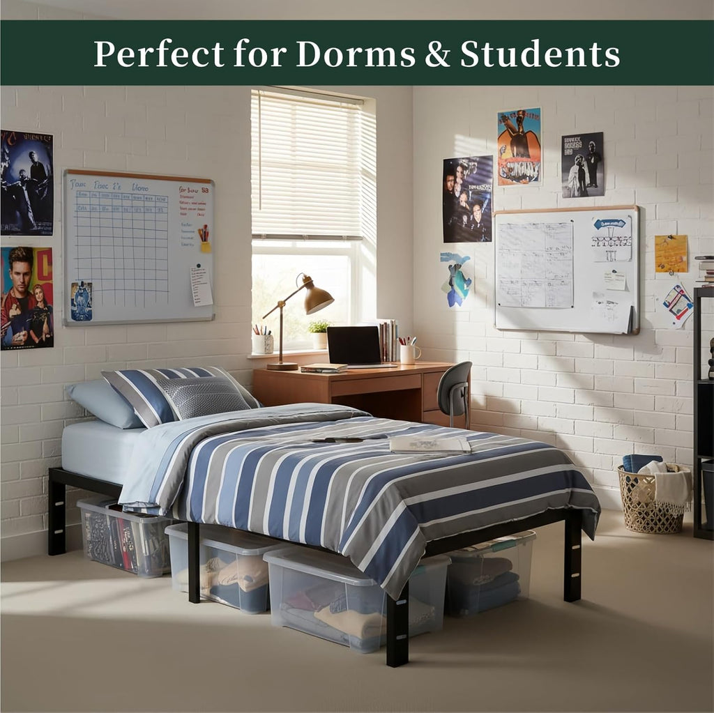 Twin Size Bed Frame, 14 Inch Metal Platform Bed Frames with Heavy Duty Steel Slat Support, No Box Spring Needed, Easy Assembly, Under Bed Storage