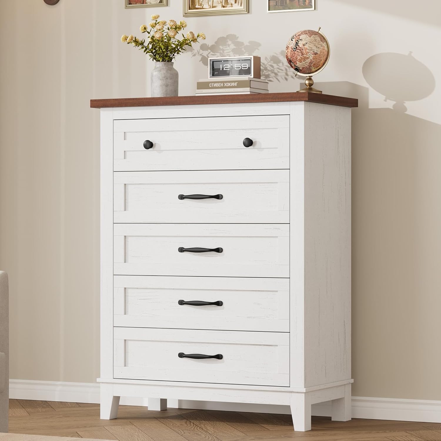 GarveeHome 6 Dresser for Bedroom, 47 in Wide Drawer Dresser with Storage Freestanding, Wooden Closet Storage Chest for Living Room, Bedroom, Entryway, Ash Grey