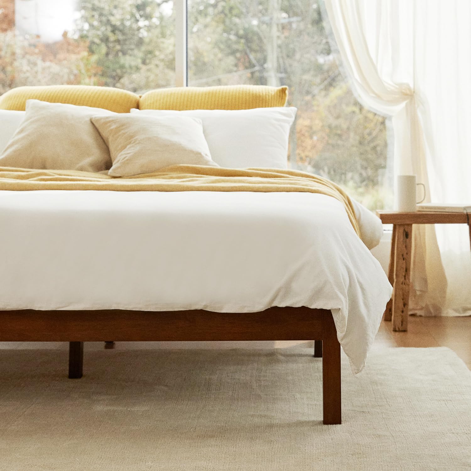 LIFEMENT Classic Wood Platform Bed Frame, Essential, Noise Free, Under Bed Storage, No Box Spring Needed, Easy Assembly (Natural, Twin)