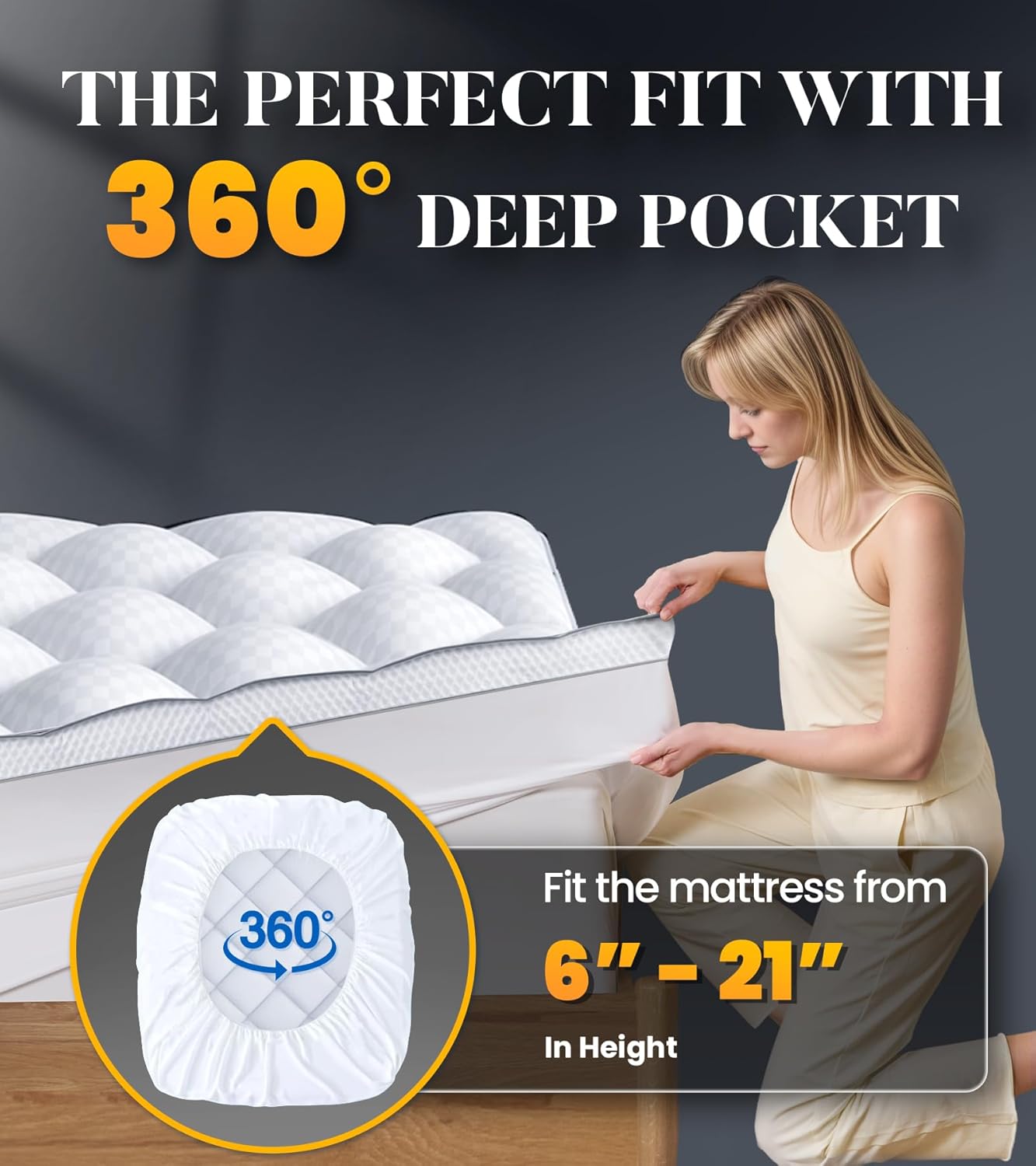 3 Inch Ultra-Fluffy Memory Foam Mattress Topper Queen for Back Pain, Soft Comfy Pillow Top Queen Mattress Topper with 4X Support, Mattress Pad with Breathable Air Mesh Sides, 6-21'' Deep Pocket