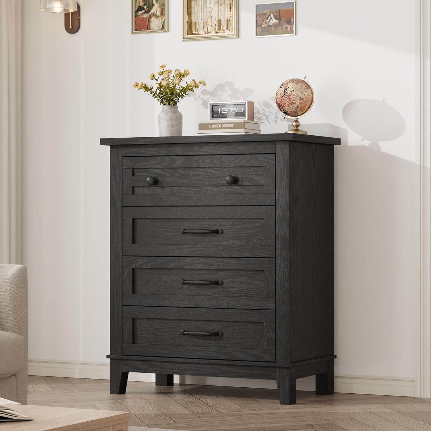 GarveeHome 6 Dresser for Bedroom, 47 in Wide Drawer Dresser with Storage Freestanding, Wooden Closet Storage Chest for Living Room, Bedroom, Entryway, Ash Grey