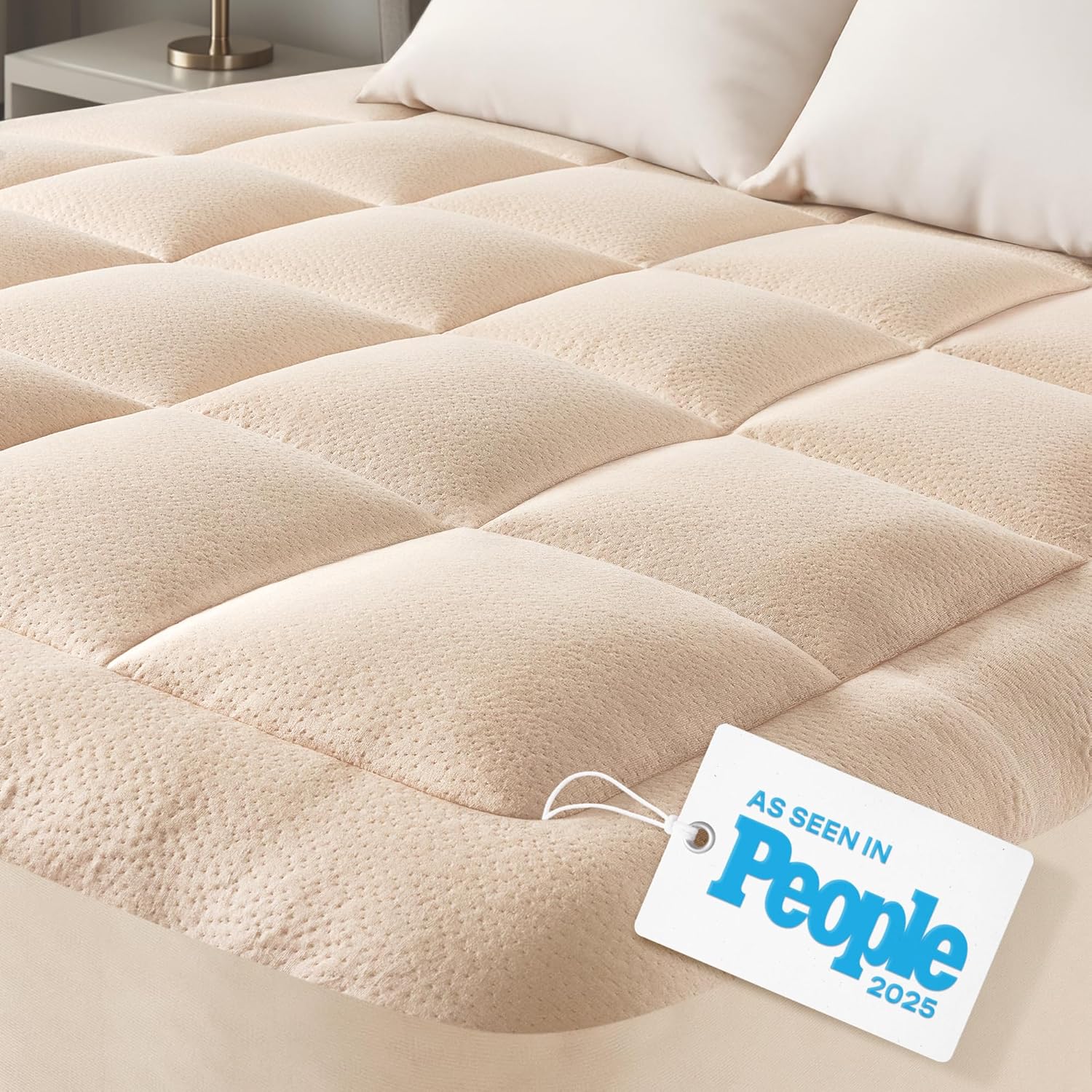 Ultra Soft King Size Mattress Topper - Viscose Made from Bamboo Pillow Top Mattress Pad for Back Pain Relief - Naturally Cooling for Hot Sleepers, Green