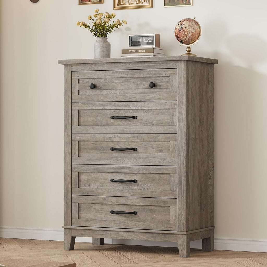 GarveeHome 6 Dresser for Bedroom, 47 in Wide Drawer Dresser with Storage Freestanding, Wooden Closet Storage Chest for Living Room, Bedroom, Entryway, Ash Grey